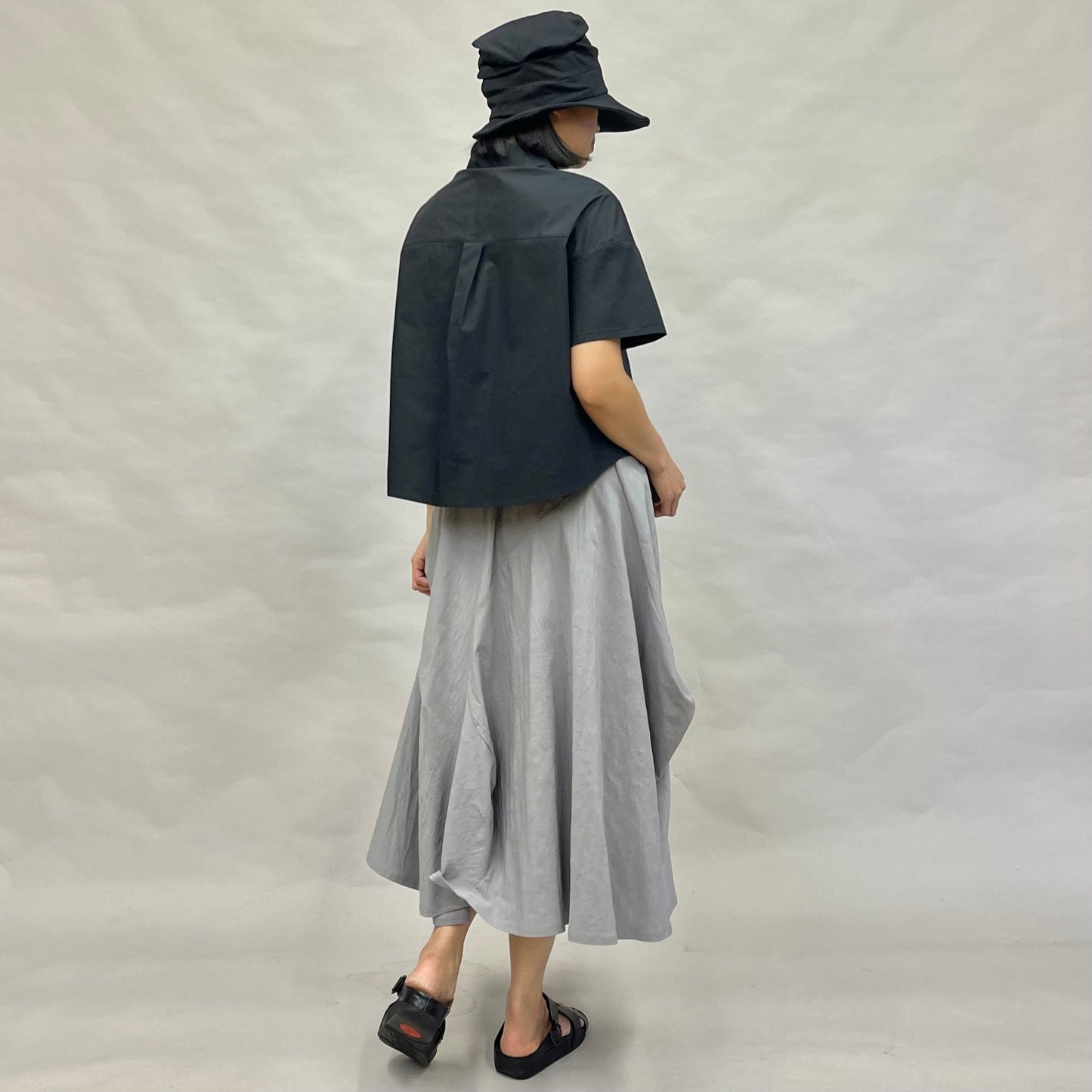 アシンメトリー キリカエ フレアスカート【グレー】ヨシヨシバイピージェイ
