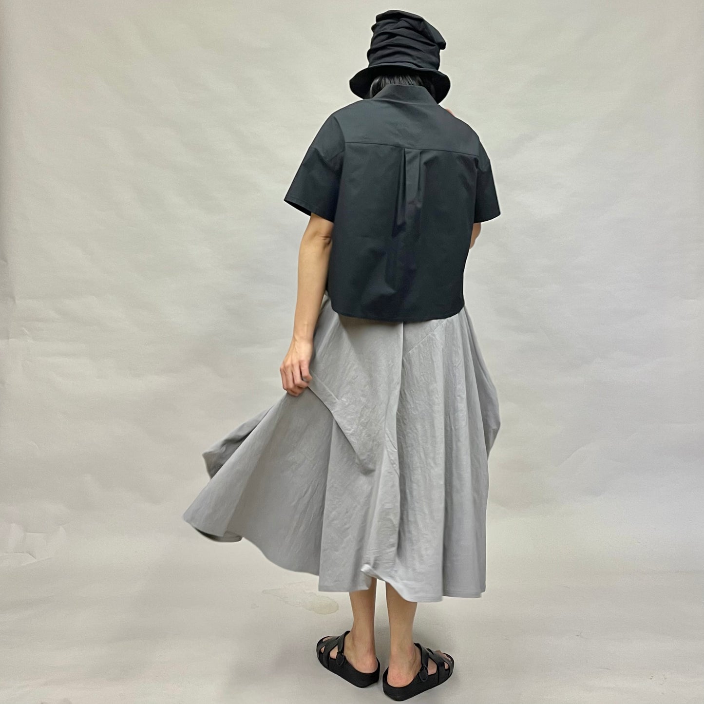 アシンメトリー キリカエ フレアスカート【グレー】ヨシヨシバイピージェイ