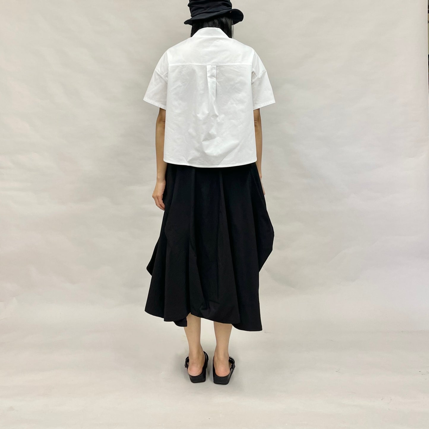 アシンメトリー キリカエ フレアスカート【ブラック】ヨシヨシバイピージェイ