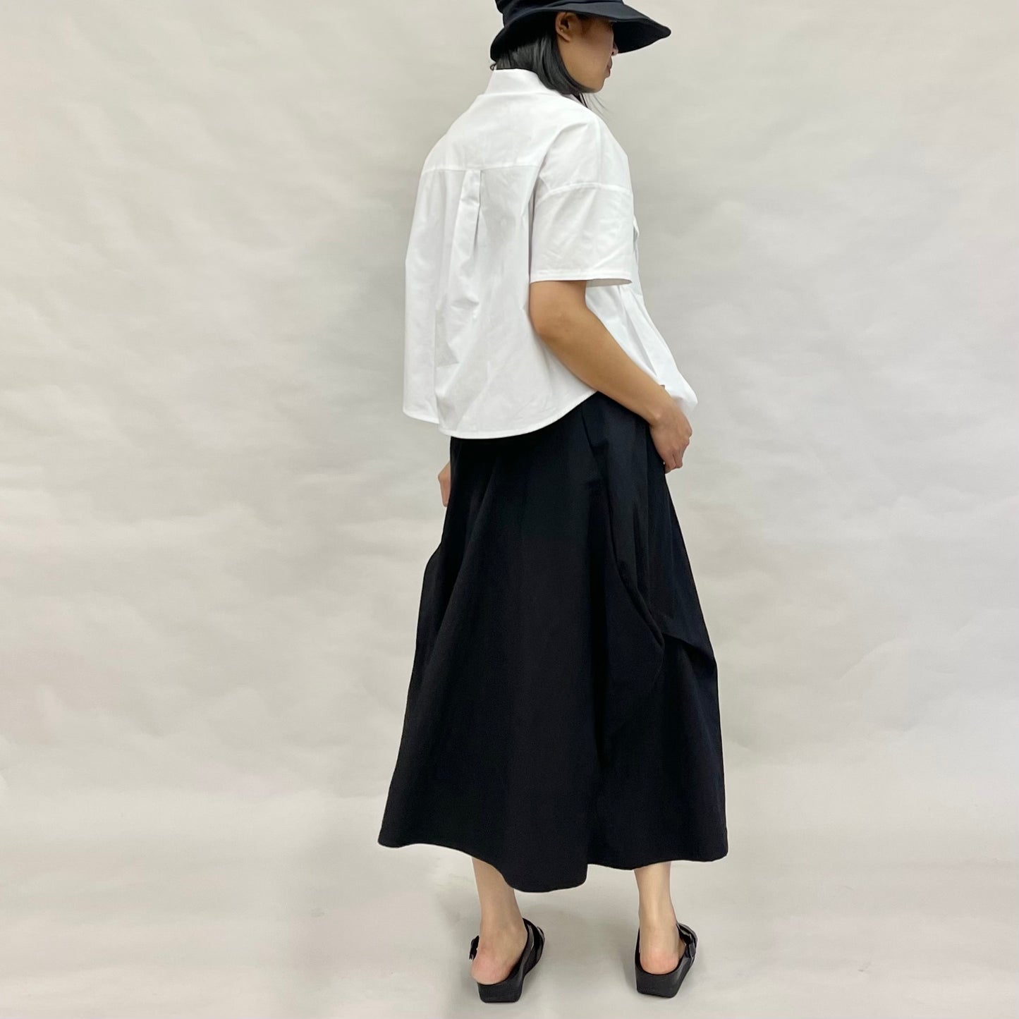 アシンメトリー キリカエ フレアスカート【ブラック】ヨシヨシバイピージェイ