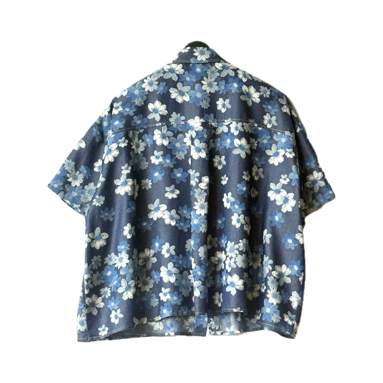 花柄 プリント デニム風 半袖シャツ BPS-25291-blue-white-free [Bell Pony]