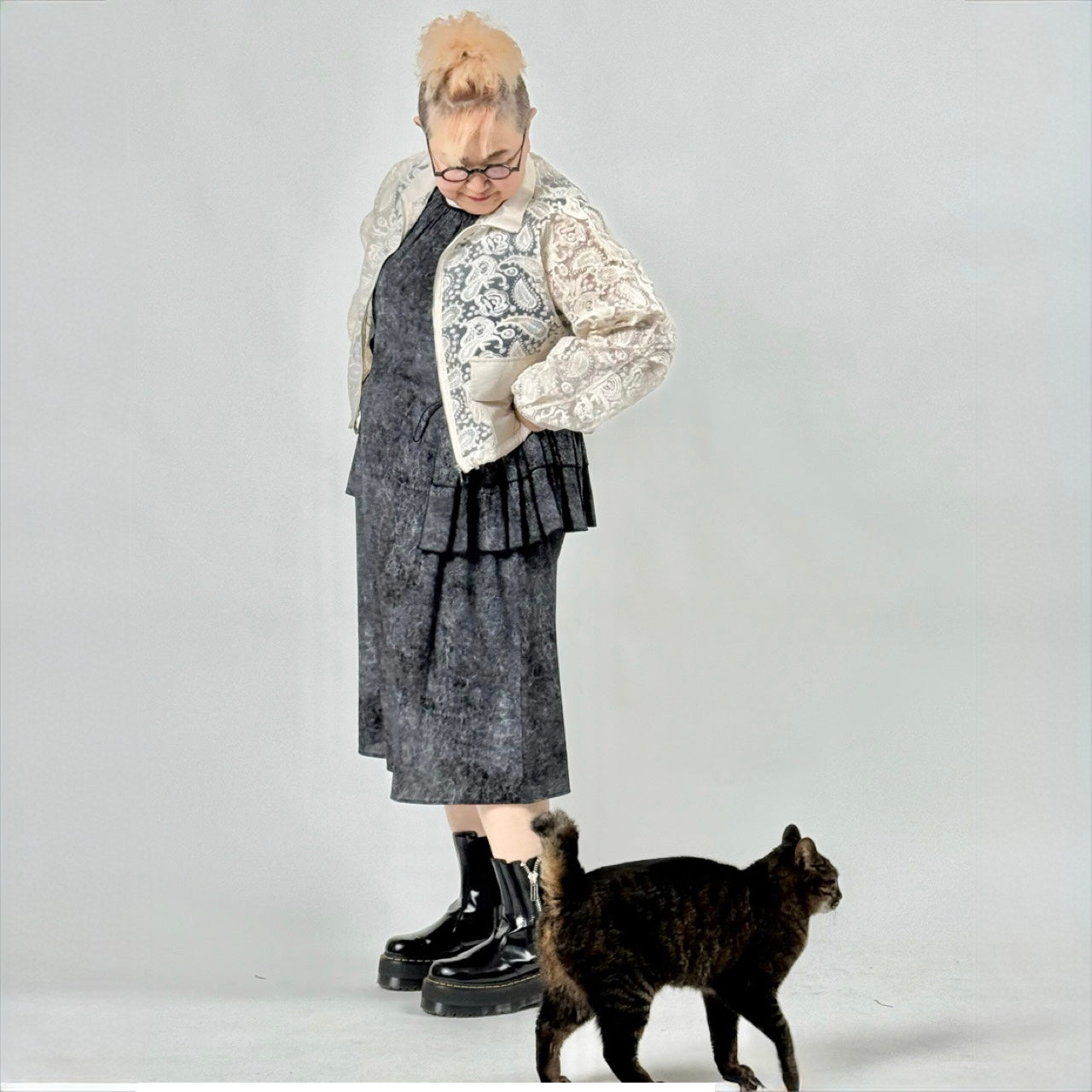 異素材ドッキングレースブルゾン BPS-26168 [Bell Pony]