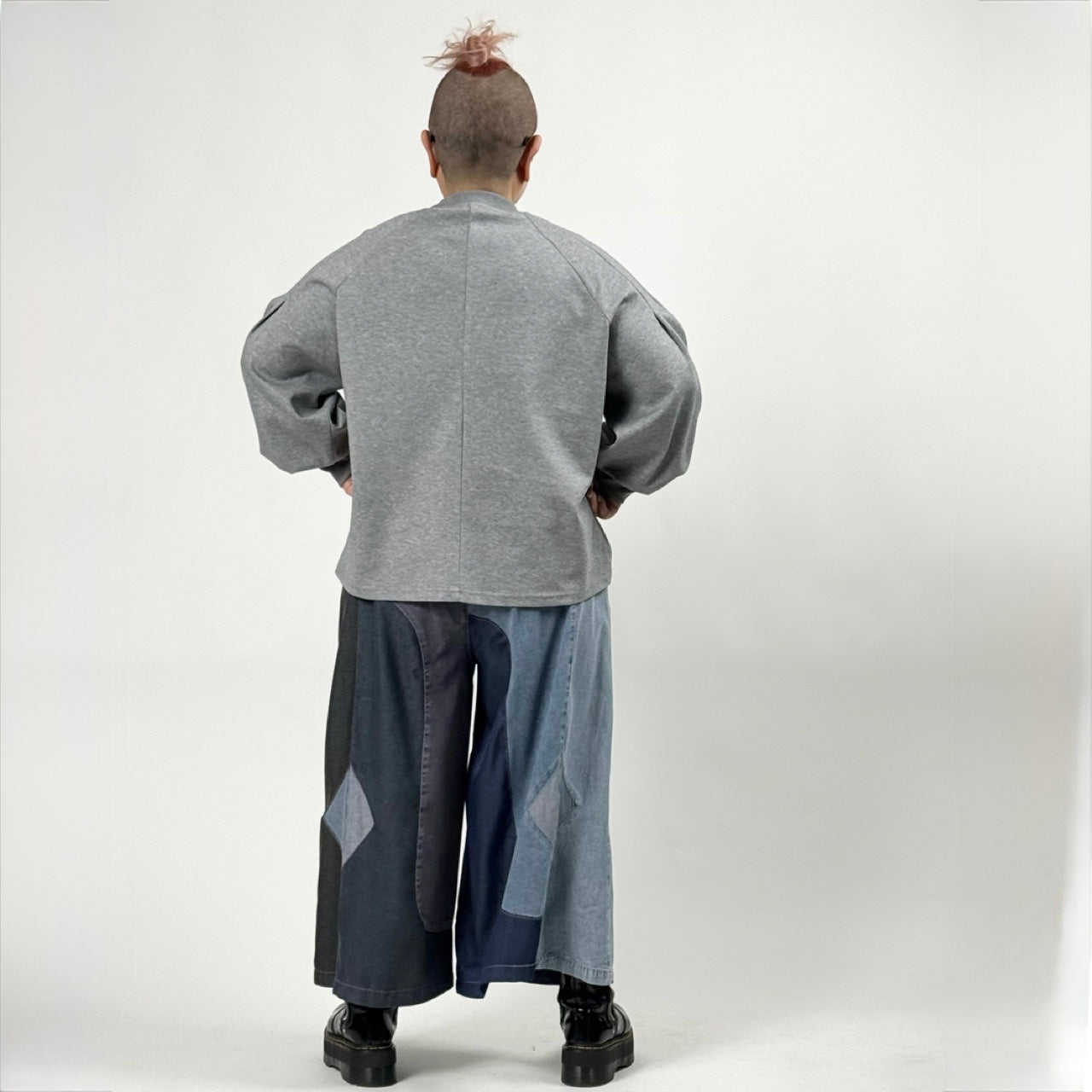 ランダム切り替え パッチワーク デニムワイドパンツ BPS-26230 [Bell Pony]