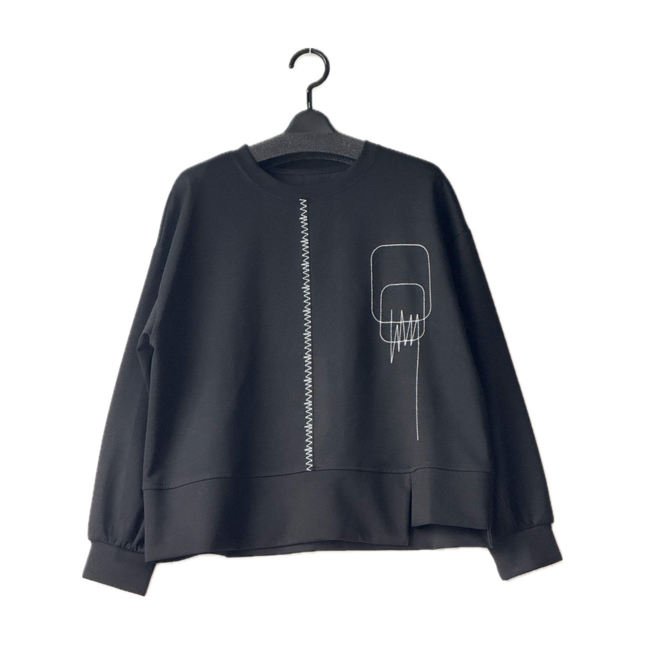 アシンメトリー切替 ジグザグ刺繍 プルオーバー 長袖 BPA-25118 [Bell Pony]