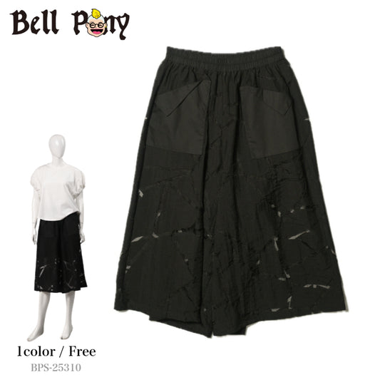 透かし柄 ワイドボリュームデザインパンツ BPS-25310  [Bell Pony]