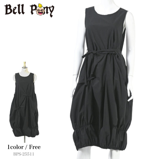 ランダムギャザー入り ノースリーブ バルーン ワンピース ロング丈 BPS-25511 [Bell Pony]
