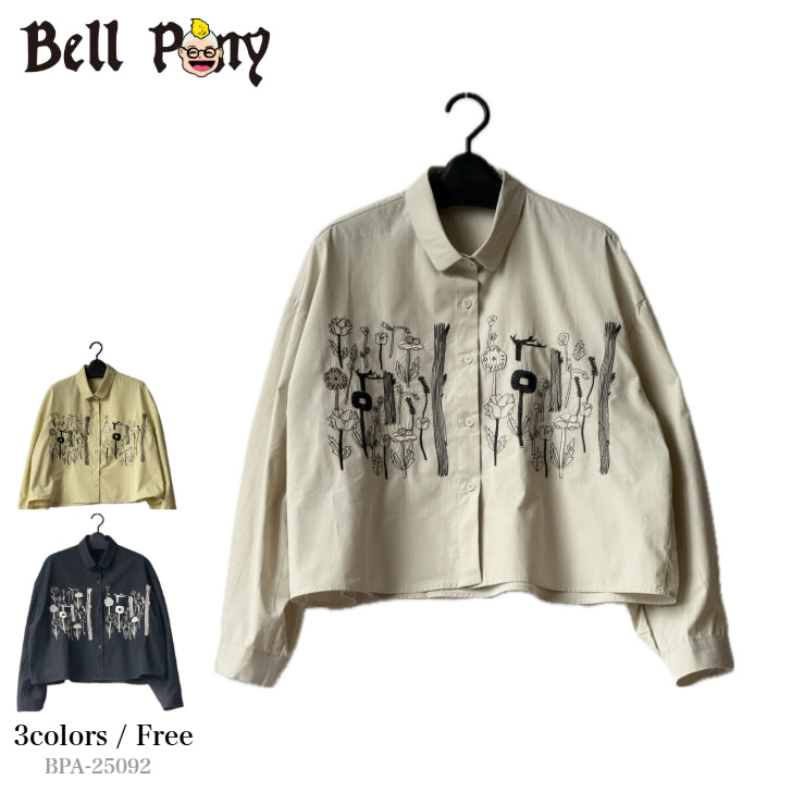 ボタニカル刺繍 シャツ 長袖 BPA-25092 [Bell Pony]