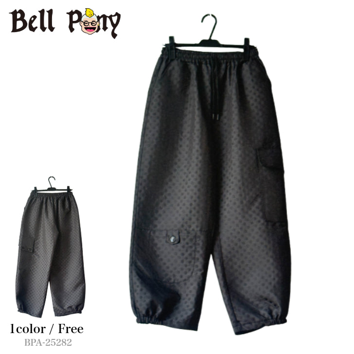 水玉柄 切替えデザイン ワイドカーゴパンツ BPA-25282 [Bell Pony]