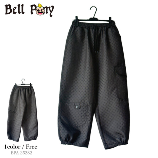 水玉柄 切替えデザイン ワイドカーゴパンツ BPA-25282 [Bell Pony]