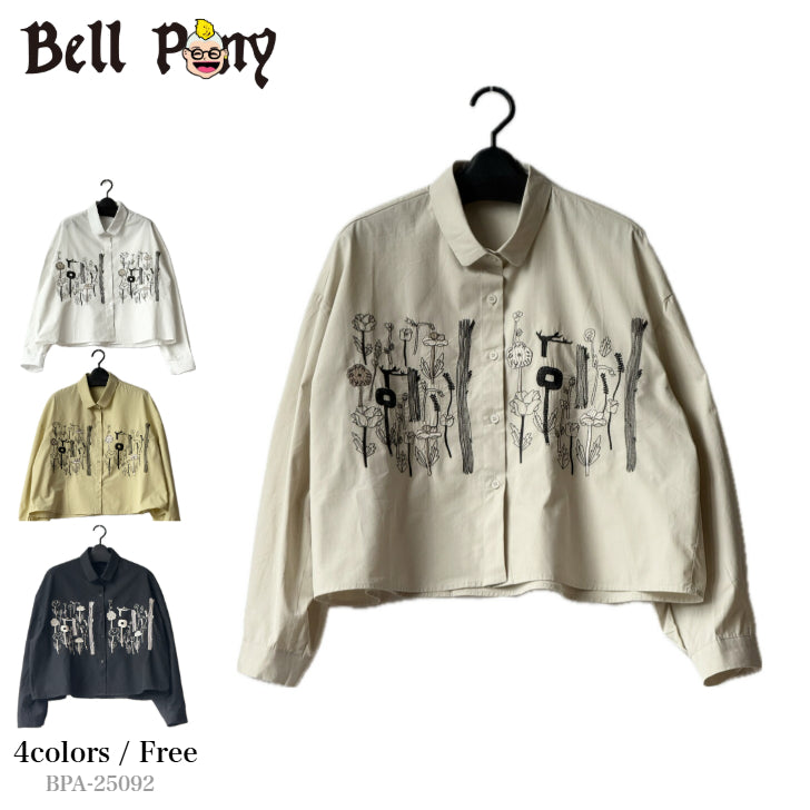 ボタニカル刺繍 シャツ 長袖 BPA-25092 [Bell Pony]