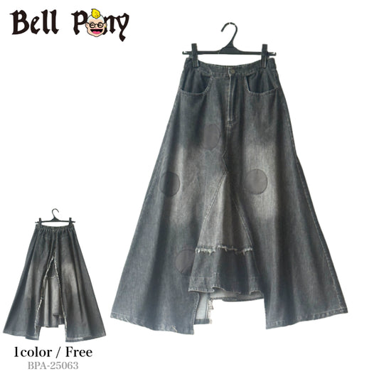 アシンメトリー デニムスカート ロング丈 BPA-25063 [Bell Pony]