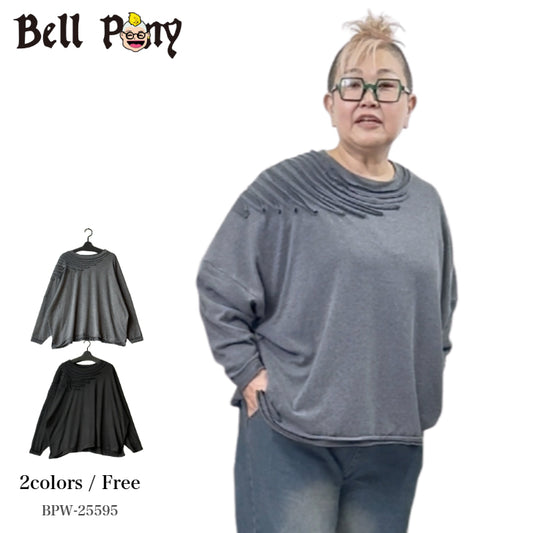 テープデザイン カットソー ロングTシャツ BPW-25595 [Bell Pony]