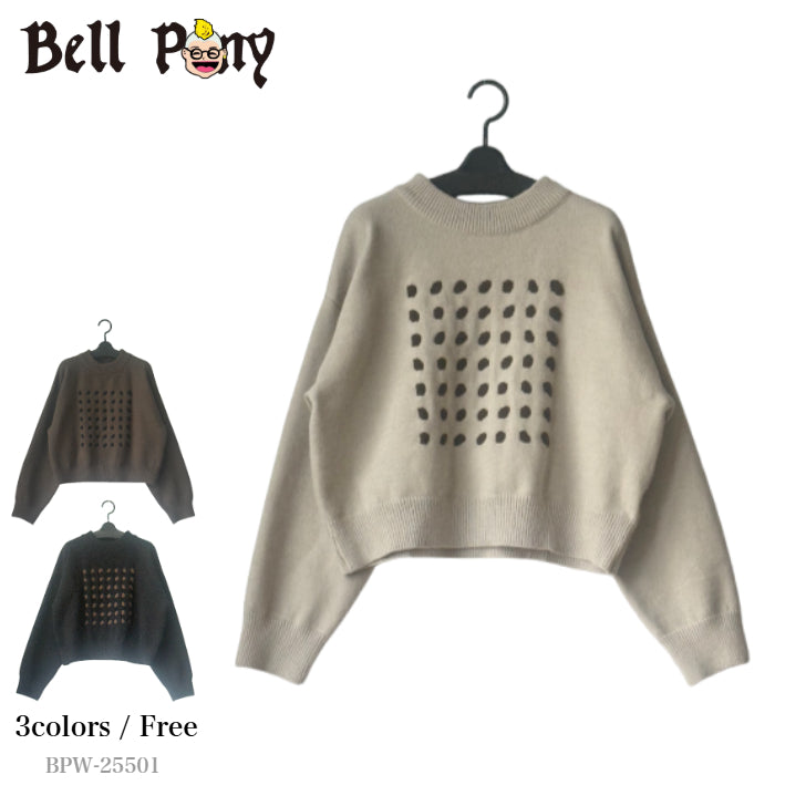 水玉柄 ニットセーター BPW-25501 [Bell Pony]
