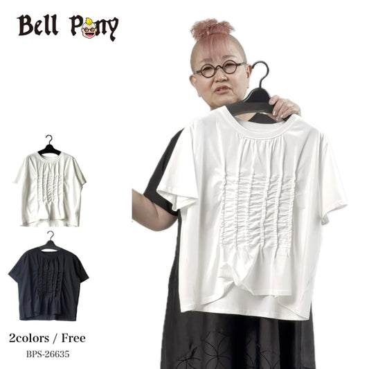 ギャザーデザイン Tシャツ BPS-26635 [Bell Pony]