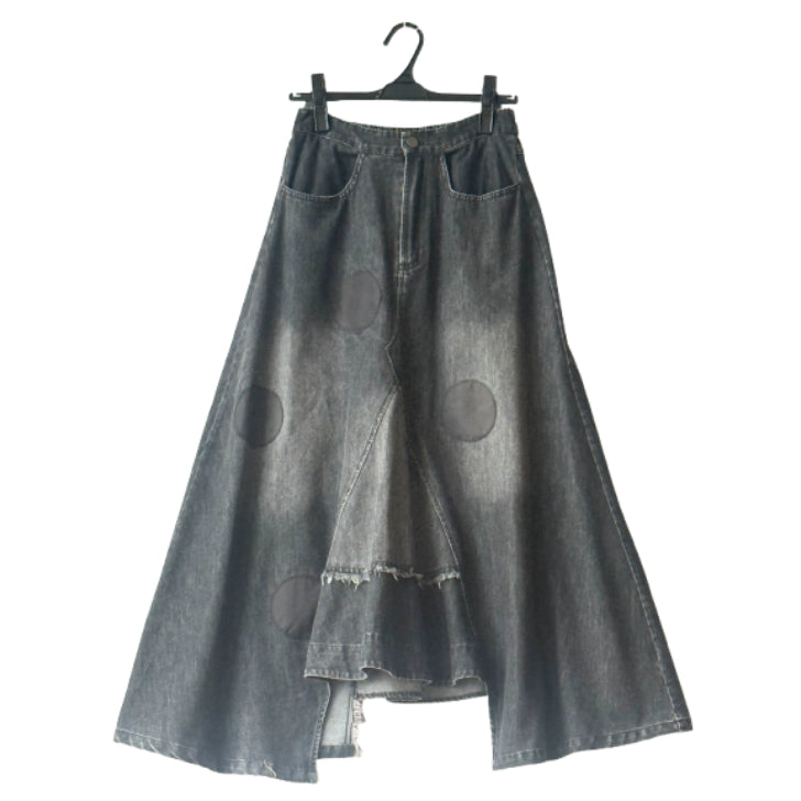 アシンメトリー デニムスカート ロング丈 BPA-25063 [Bell Pony]