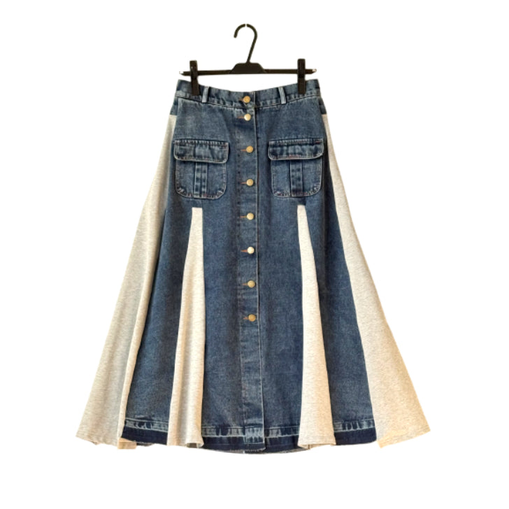 バイカラー異素材切替 ジャージ×デニムスカート BPS-26171 [Bell Pony]