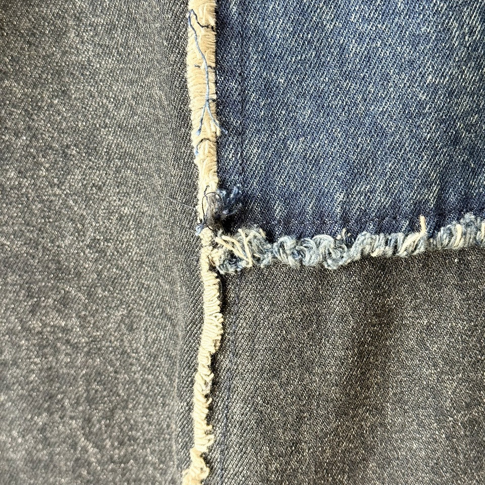 アシンメトリー切り替え パッチワーク デニムオーバーオール  BPW-25543 [Bell Pony]