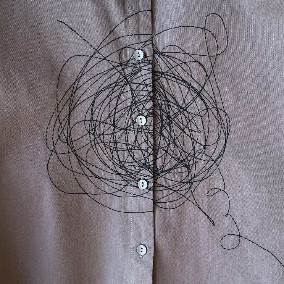 ステッチ刺繍 アートデザイン コットンシャツ BPS-26048 [Bell Pony]