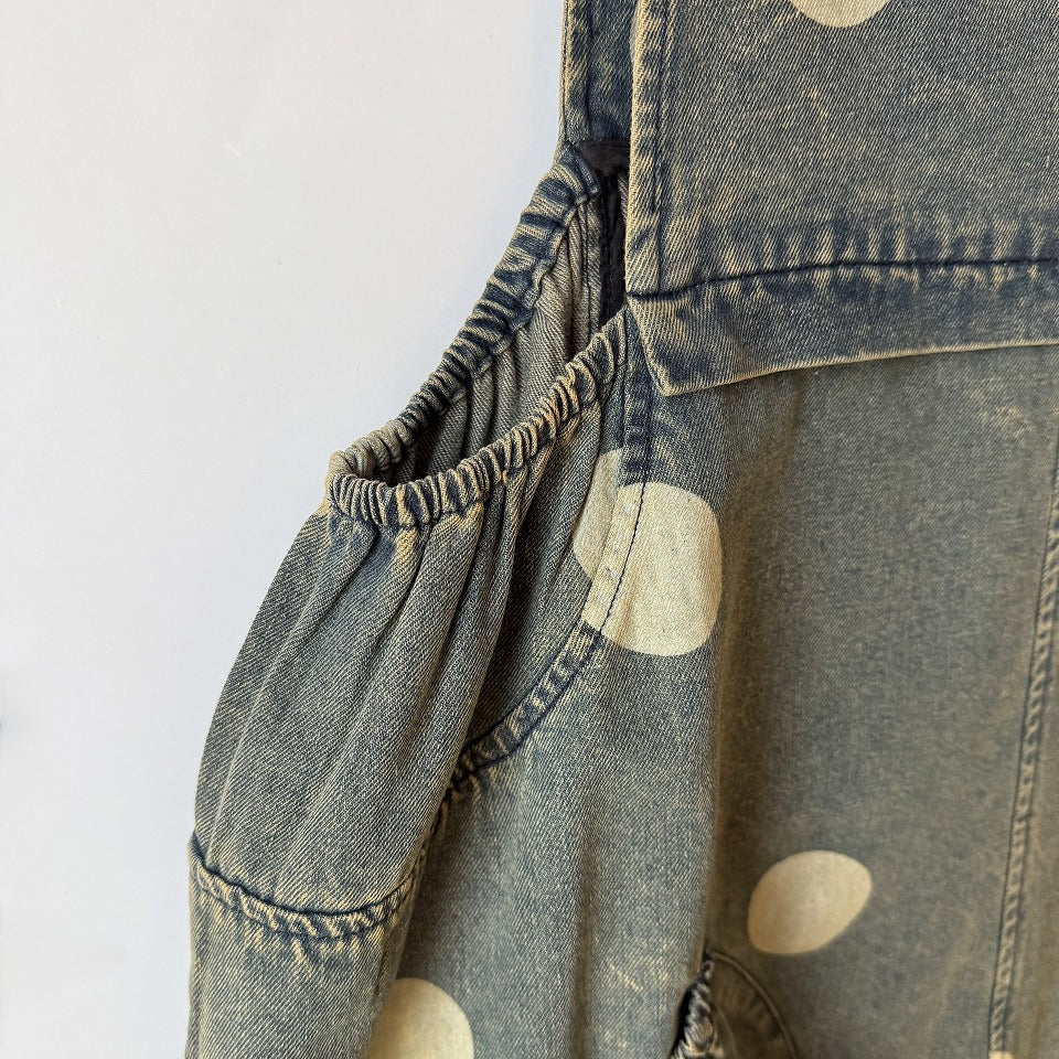 ヴィンテージ風 ドットプリント デニム オーバーオール BPS-26124 [Bell Pony]