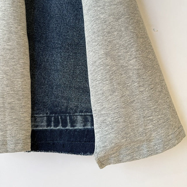 バイカラー異素材切替 ジャージ×デニムスカート BPS-26171 [Bell Pony]