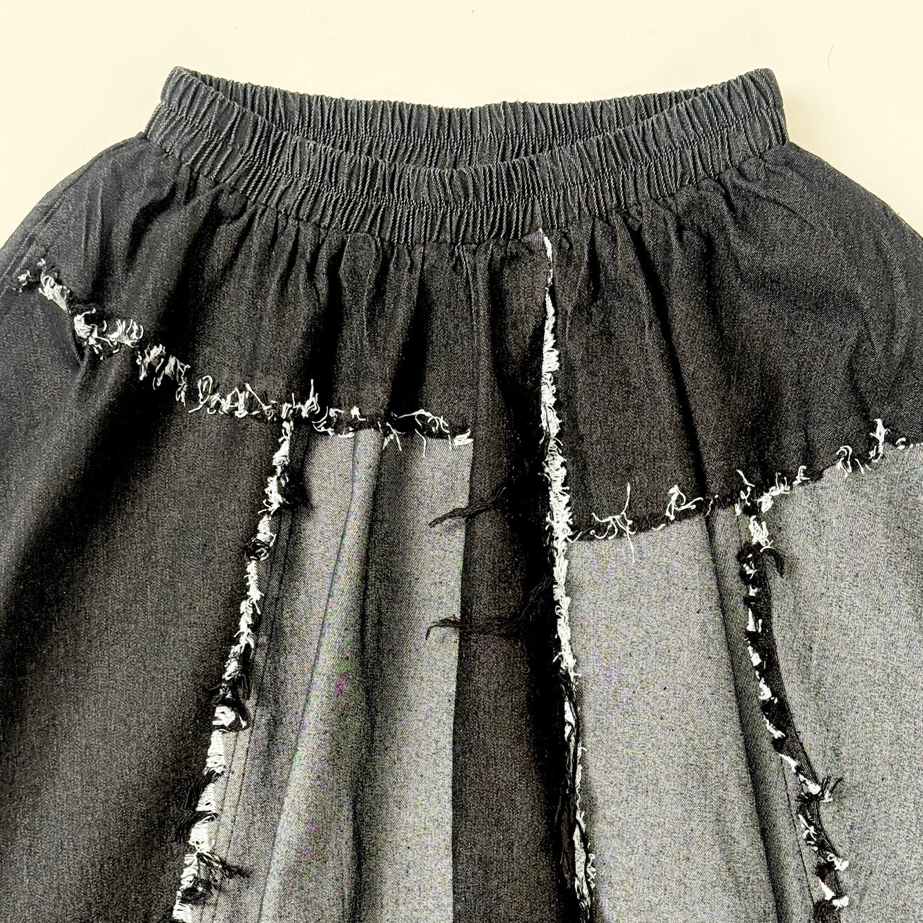 アシンメトリー切り替え デニム フレアロングスカート BPA-25062 [Bell Pony]