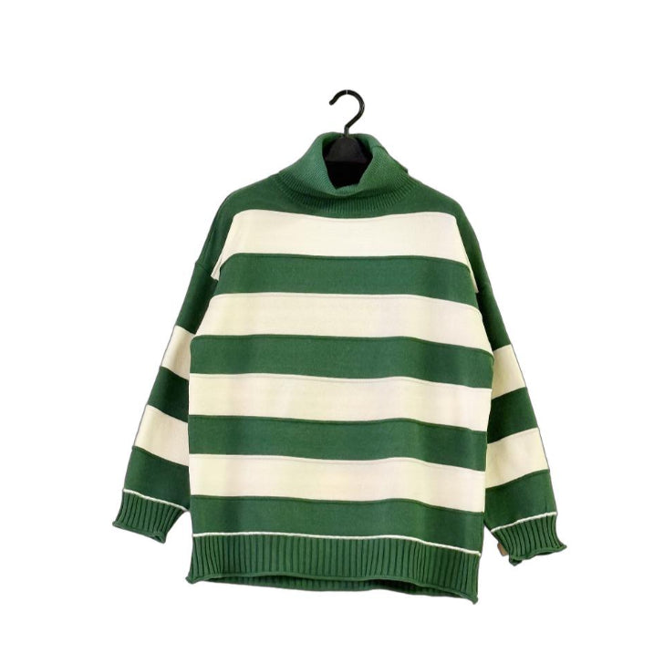 太ボーダー タートルネックセーター BPA-25645 [Bell Pony]