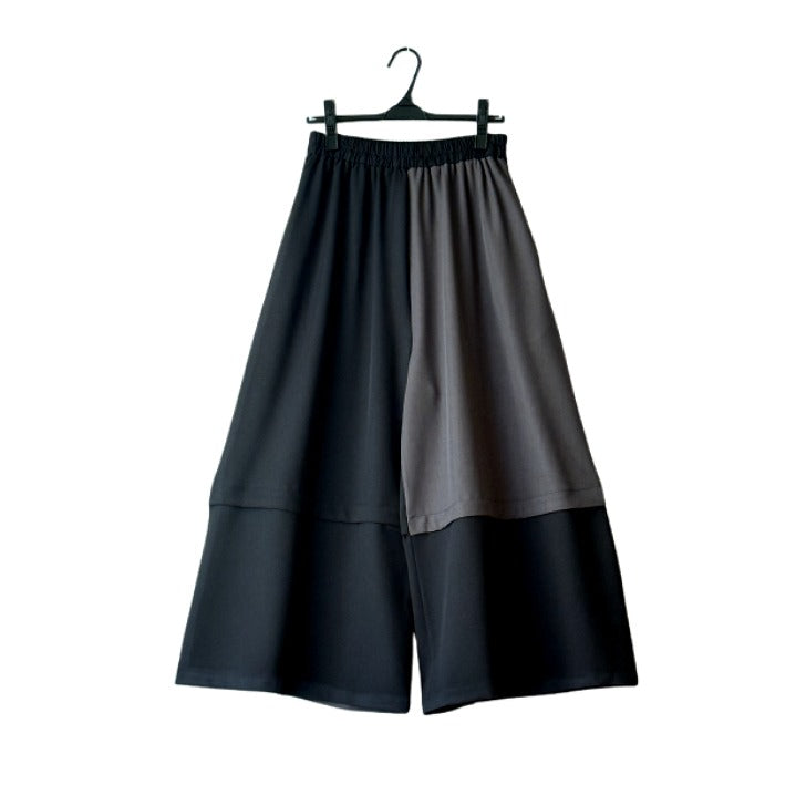 アシンメトリー切り替え バイカラー ワイドパンツ BPW-25525 [Bell Pony]