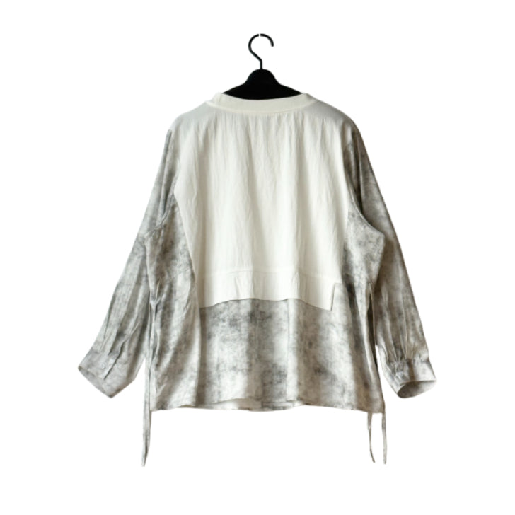 レイヤード風 異素材ドッキングプリントシャツ BPS-26111 [Bell Pony]