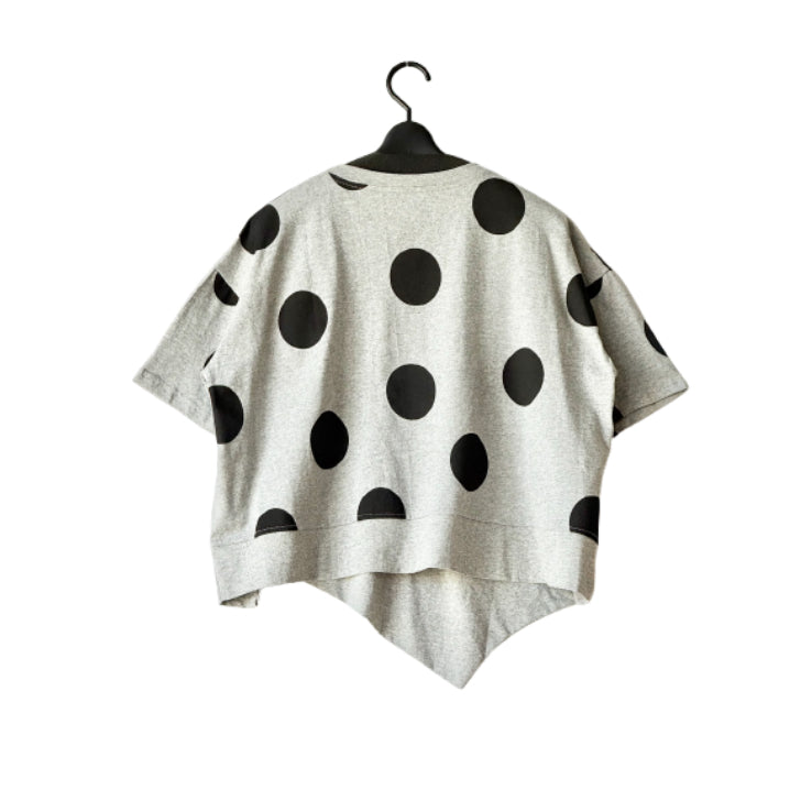 水玉ドット×無地 アシンメトリー切替え Tシャツ BPS-26647 [Bell Pony]
