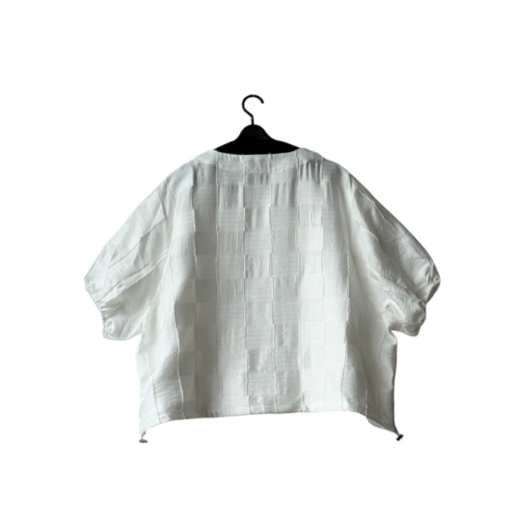 ジャガード織り ブロックチェック柄 ブラウス BPS-26663 [Bell Pony]