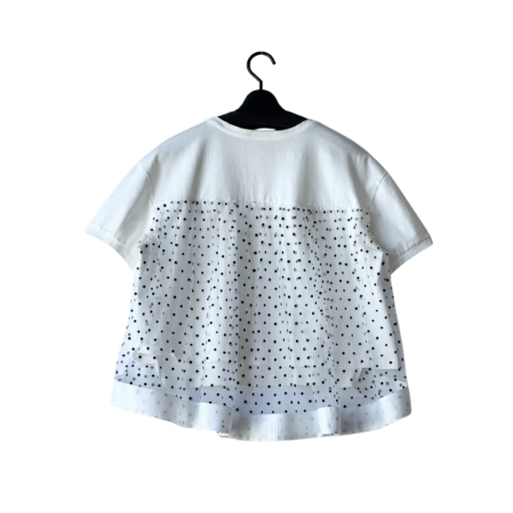 バックチュール ドット柄 フレアデザインTシャツ BPS-26644 [Bell Pony]