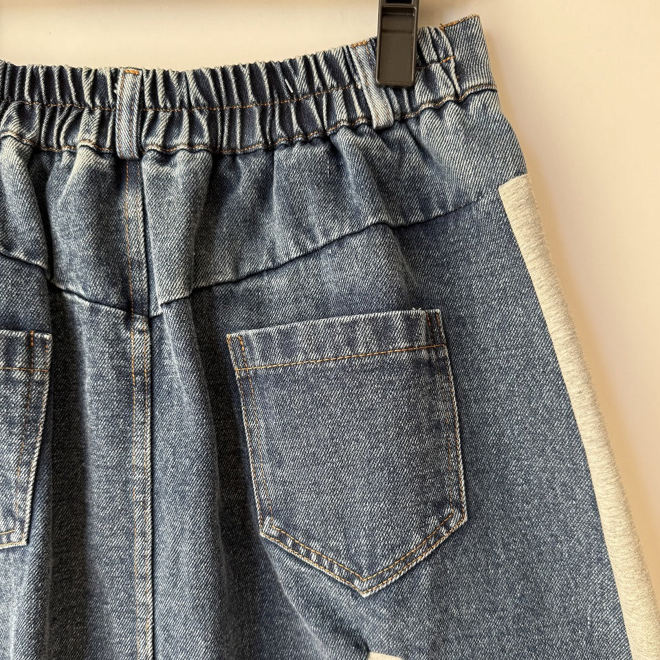 バイカラー異素材切替 ジャージ×デニムスカート BPS-26171 [Bell Pony]