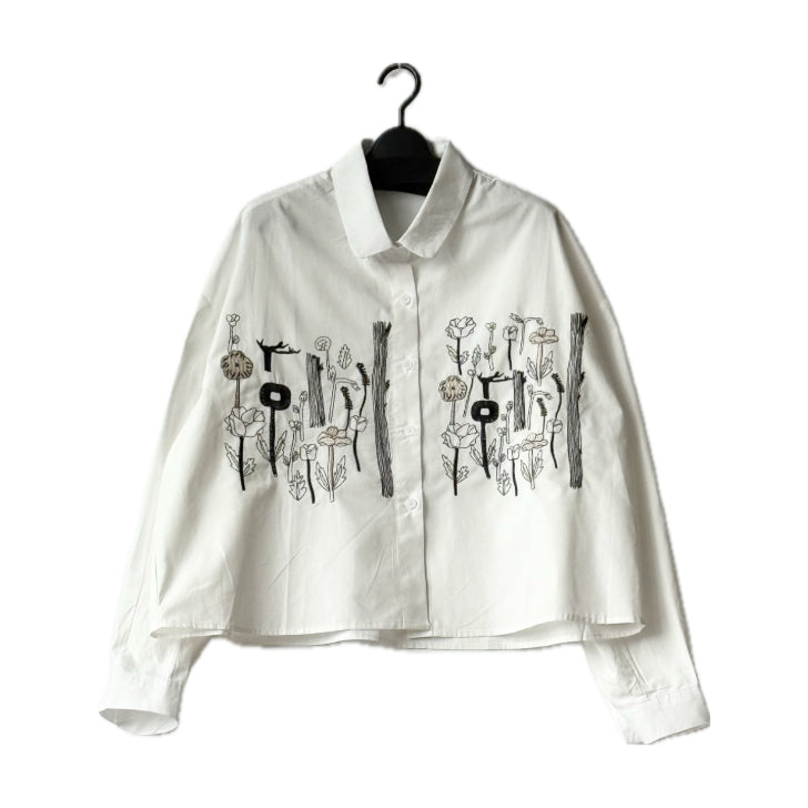 ボタニカル刺繍 シャツ 長袖 BPA-25092 [Bell Pony]