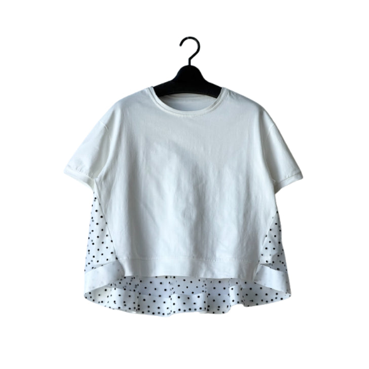 バックチュール ドット柄 フレアデザインTシャツ BPS-26644 [Bell Pony]