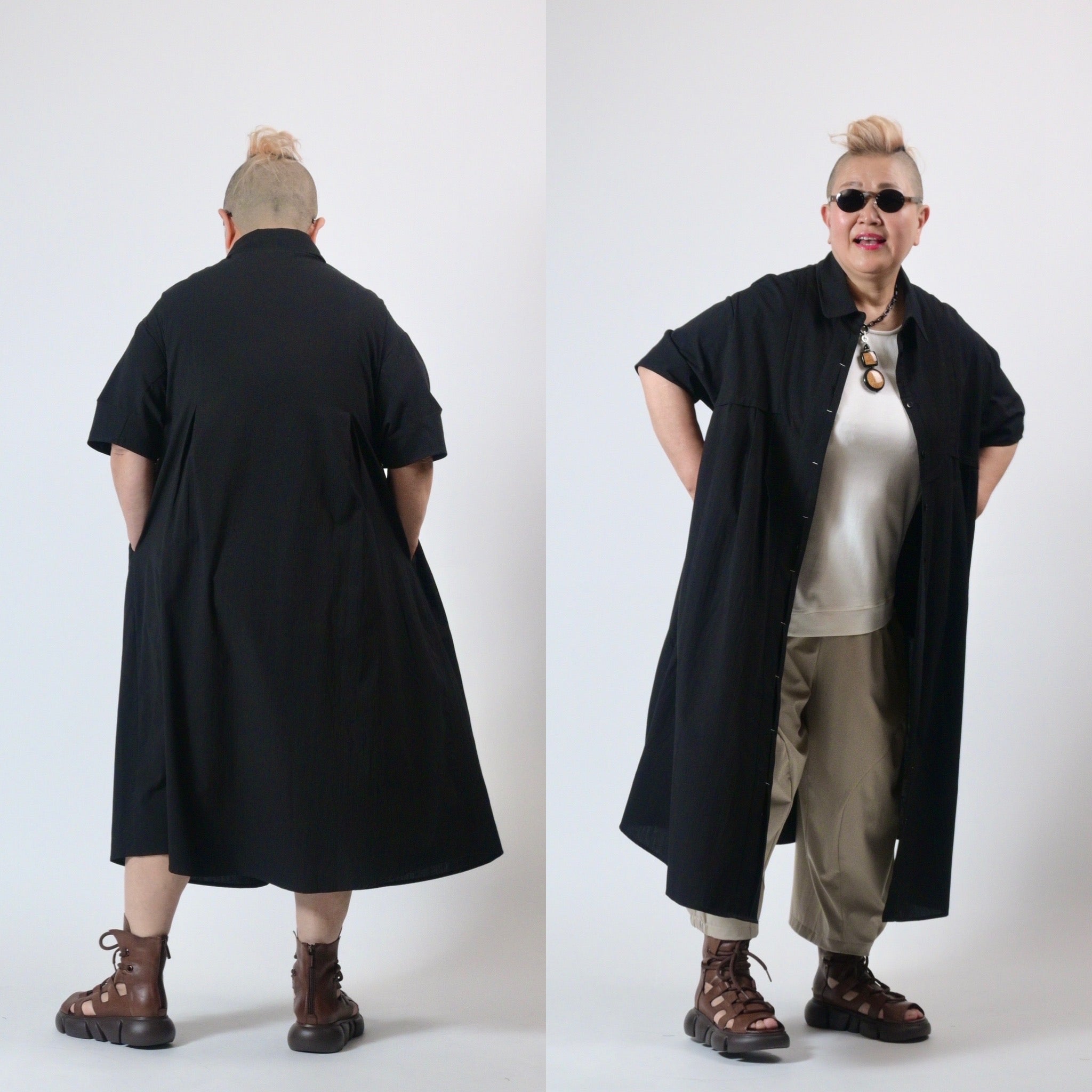   Jeans シャツワンピース ブラック XS 上品 wbs99137x-3.jpg