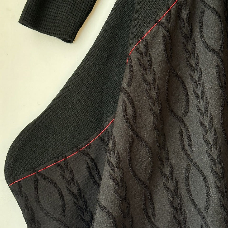 異素材切替え ドレープシルエット デザインロングワンピース RYC-241201SC [Yoshi Yoshi by pj]