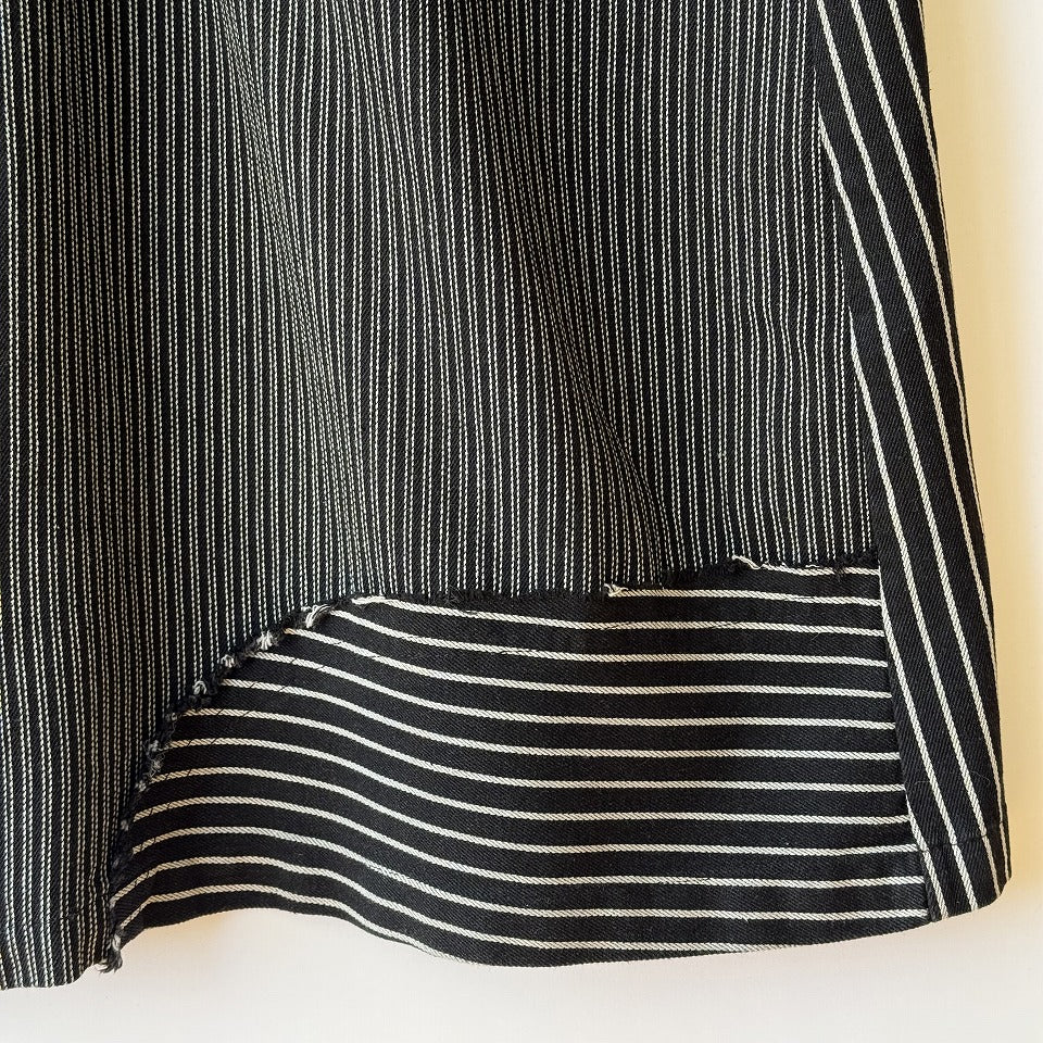 アシンメトリー 異素材切り替え ストライプ デニムコート BPS-26072 [Bell Pony]