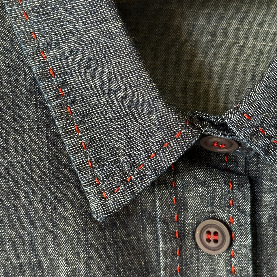 ハンドステッチ風 デザインデニムシャツ BPS-26153 [Bell Pony]