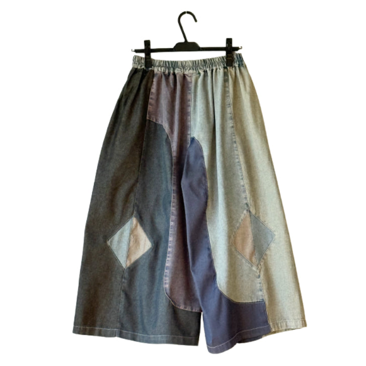 ランダム切り替え パッチワーク デニムワイドパンツ BPS-26230 [Bell Pony]