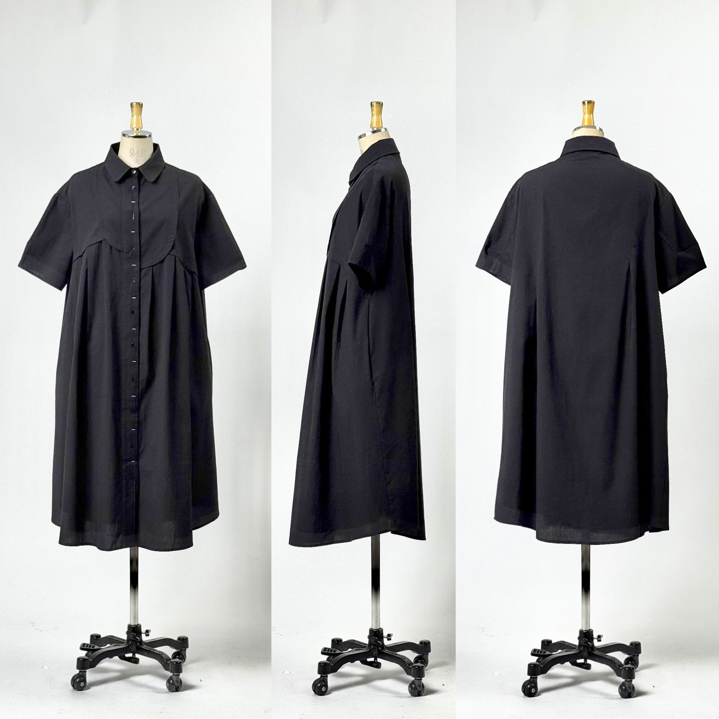 アシンメトリー切替デザイン シャツワンピース ロングシャツ 半袖 BP-250503SC [Bell Pony]