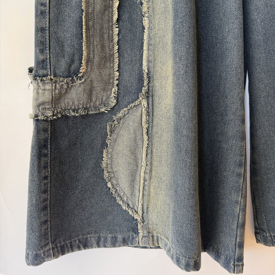 アップリケ刺繍 デニムワイドパンツ BPS-26147 [Bell Pony]