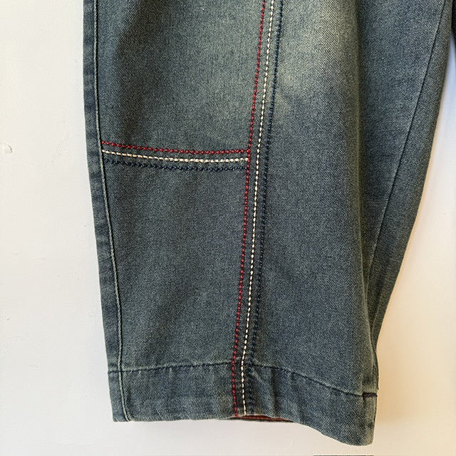 配色飾りステッチ デニムテーパードパンツ BPS-26148  [Bell Pony]