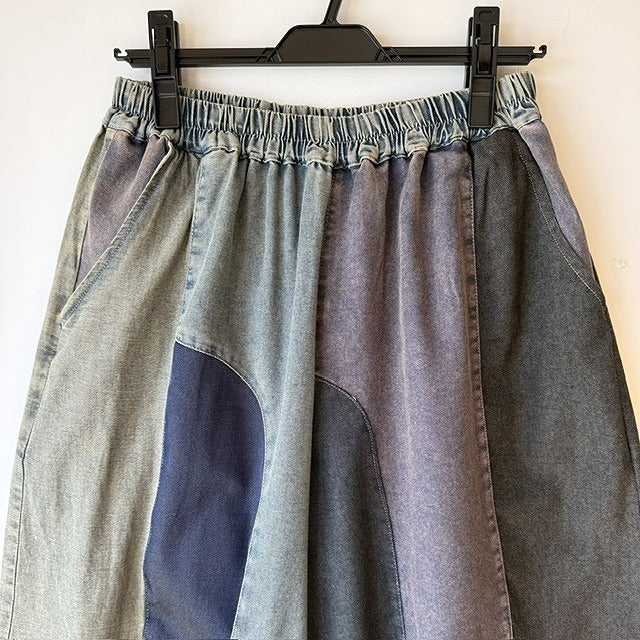 ランダム切り替え パッチワーク デニムワイドパンツ BPS-26230 [Bell Pony]