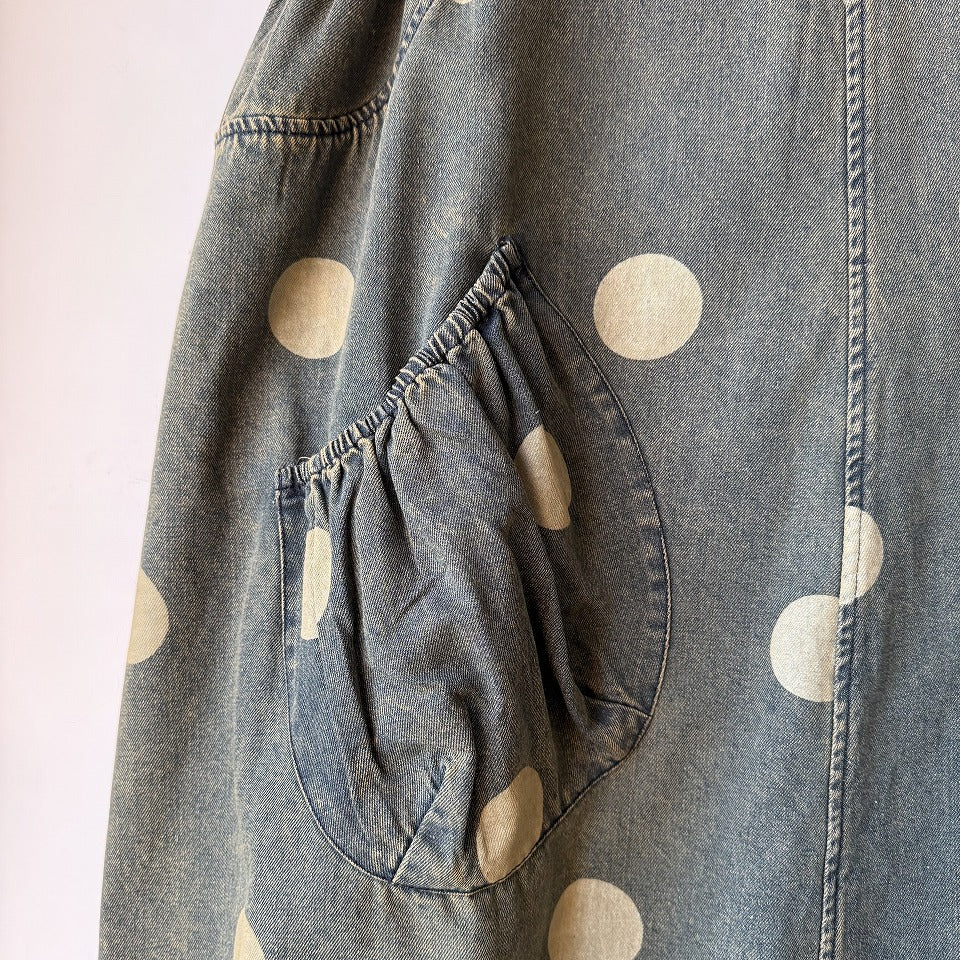 ヴィンテージ風 ドットプリント デニム オーバーオール BPS-26124 [Bell Pony]