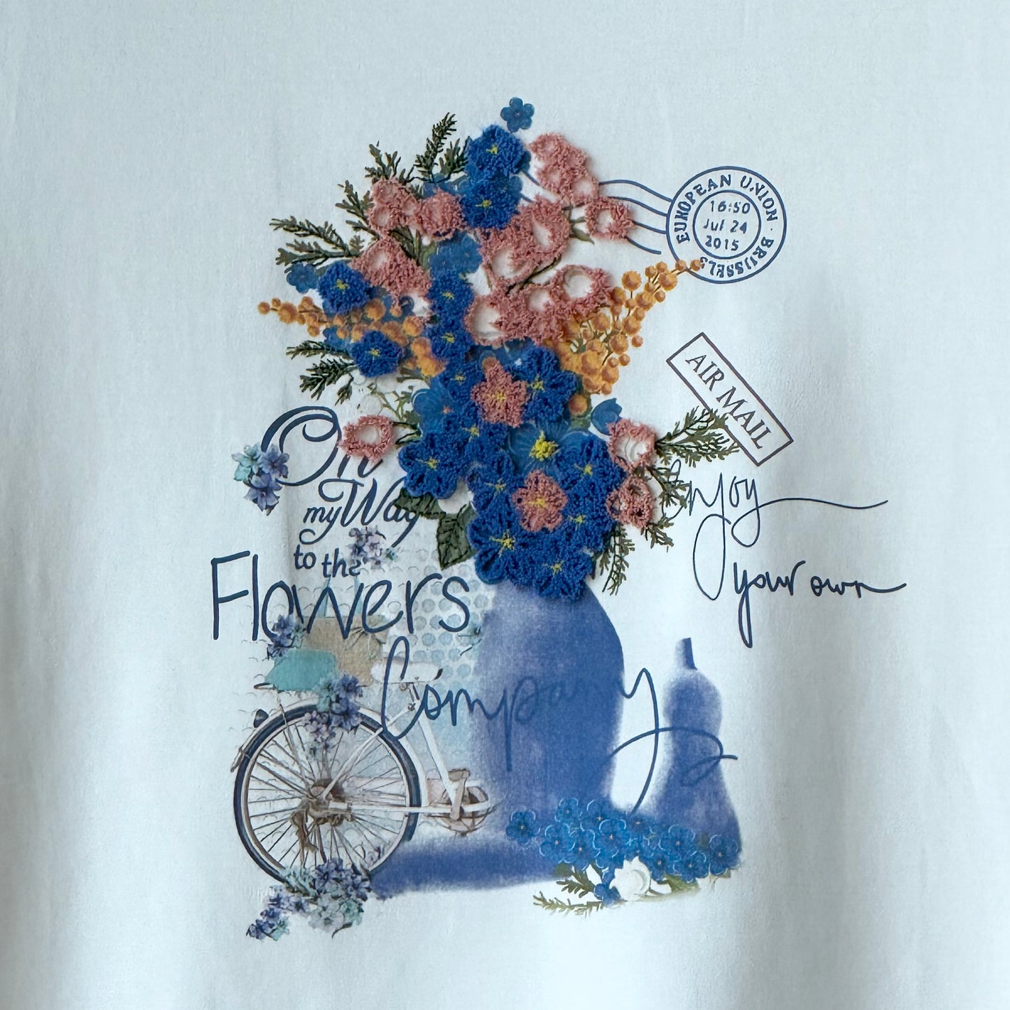 花柄 立体刺繍×プリント Tシャツ 半袖 BPS-25538 [Bell Pony]