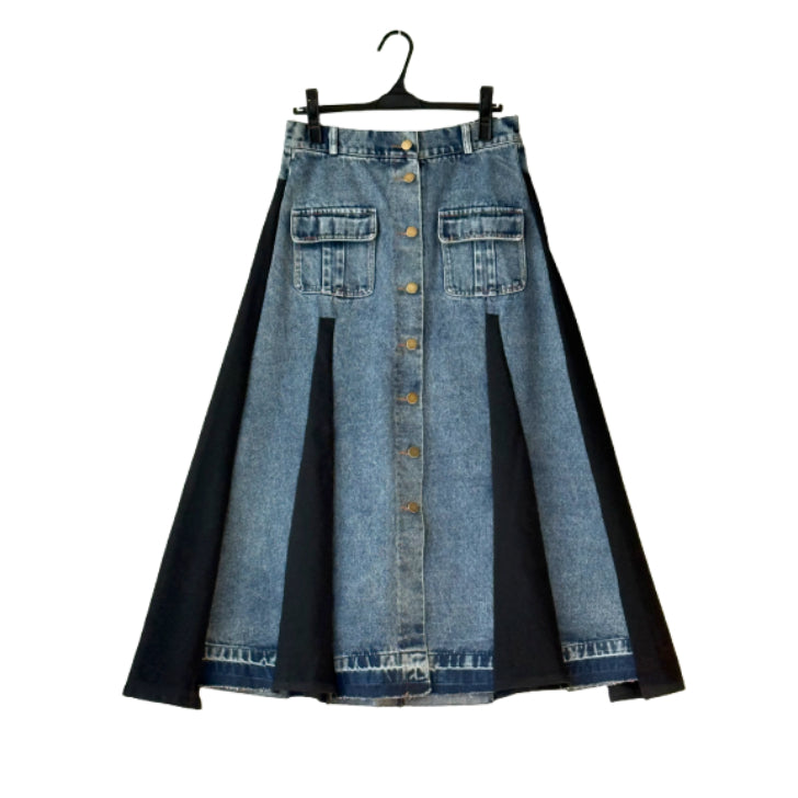 バイカラー異素材切替 ジャージ×デニムスカート BPS-26171 [Bell Pony]