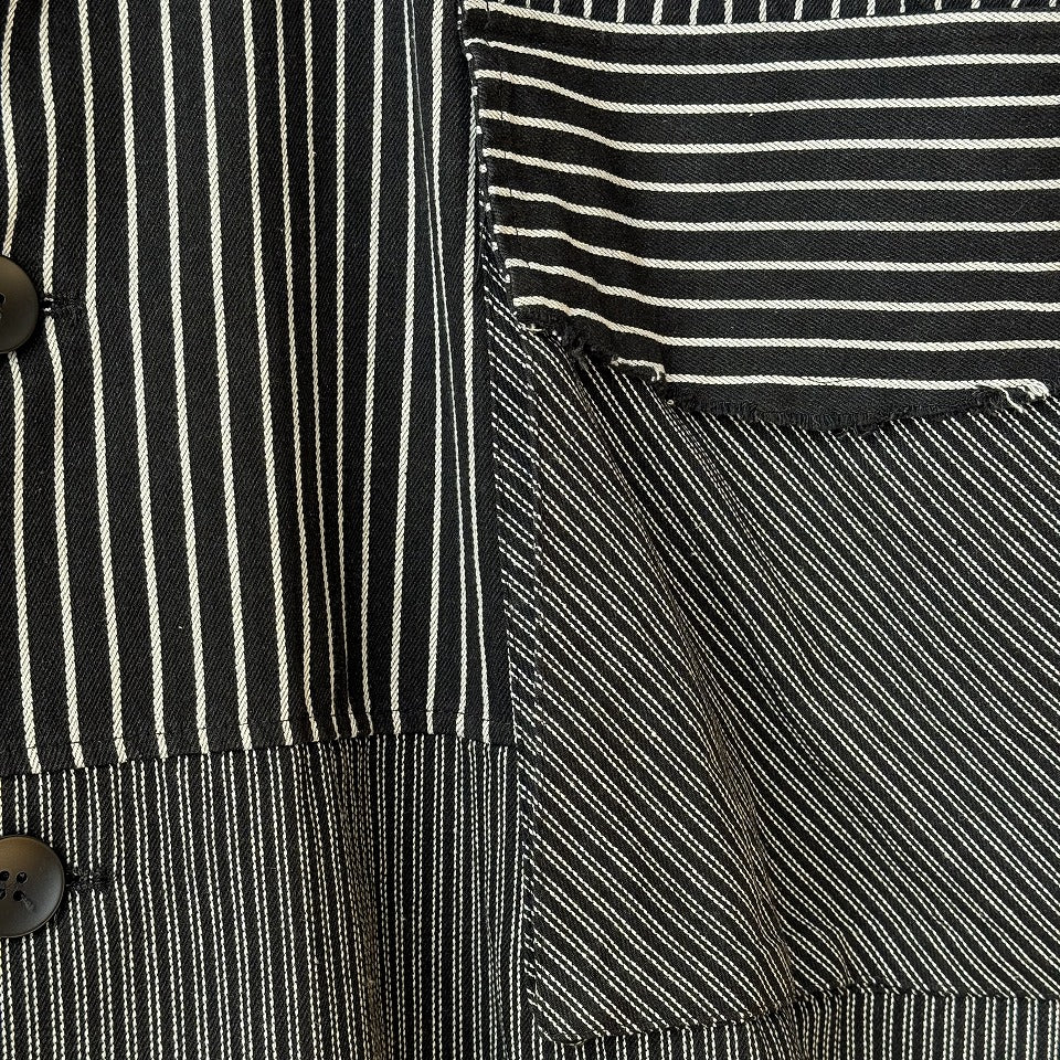 アシンメトリー 異素材切り替え ストライプ デニムコート BPS-26072 [Bell Pony]