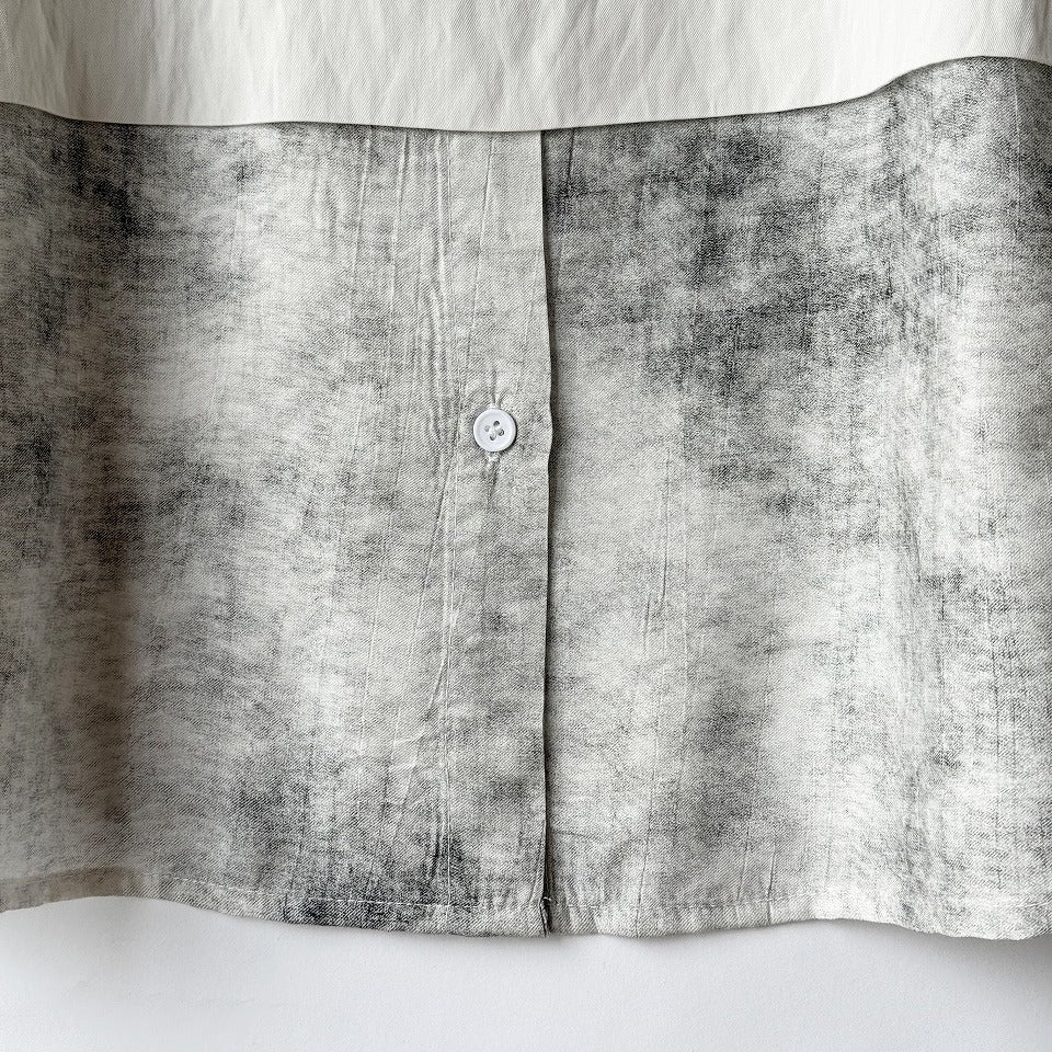 レイヤード風 異素材ドッキングプリントシャツ BPS-26111 [Bell Pony]