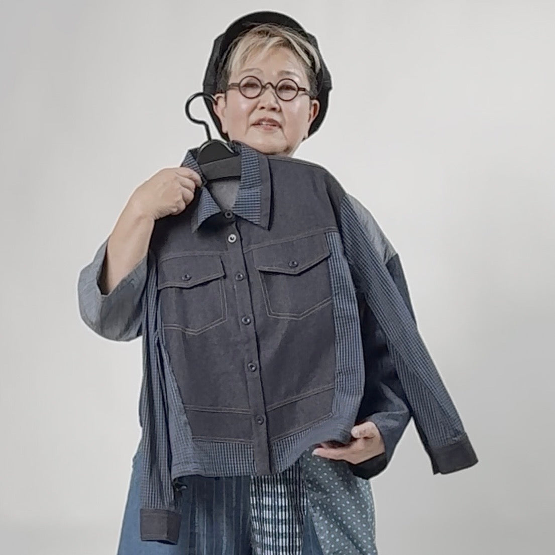 Gジャン風 切り替え デニムシャツ BPS-26027 [Bell Pony]