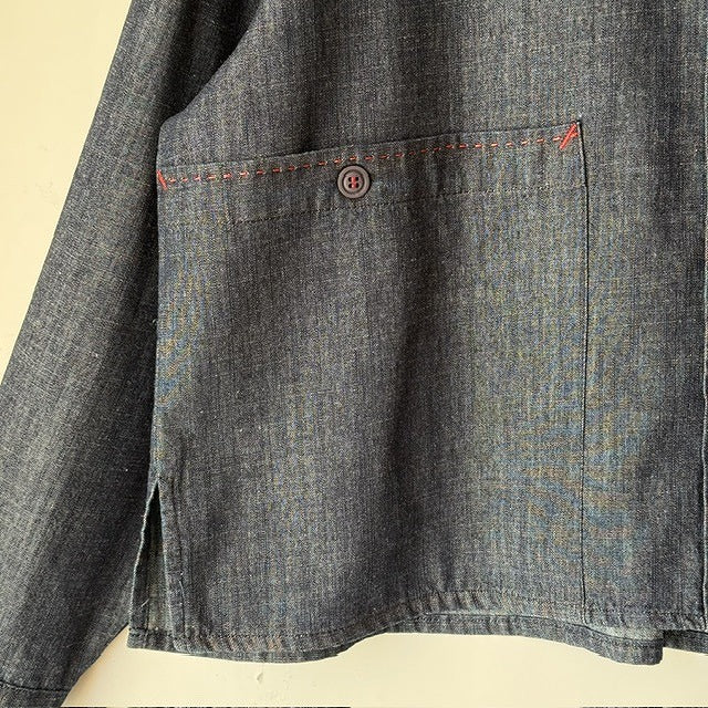 ハンドステッチ風 デザインデニムシャツ BPS-26153 [Bell Pony]